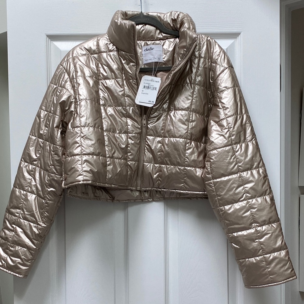 Elodie Metallic Bronze Puffer Jacket